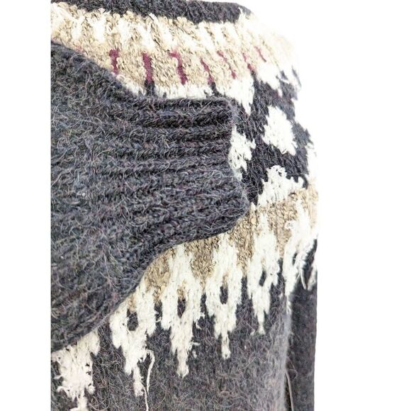 Cynthia Rowley Women Long Sleeve Scoop Neck Open-Knit Sweater Heathered Black Si - Picture 6 of 14